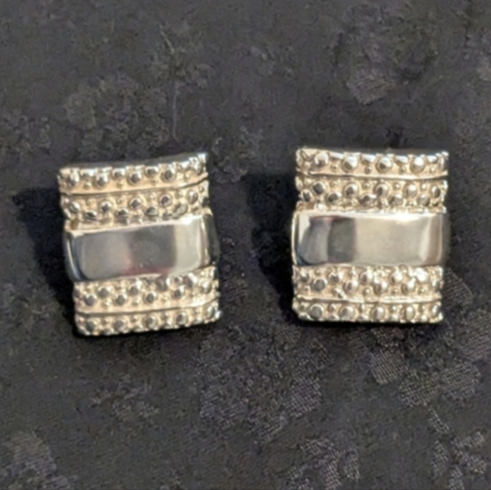 Vintage 925 Solid Sterling Silver Earrings Intricate Textured Silver Earrings